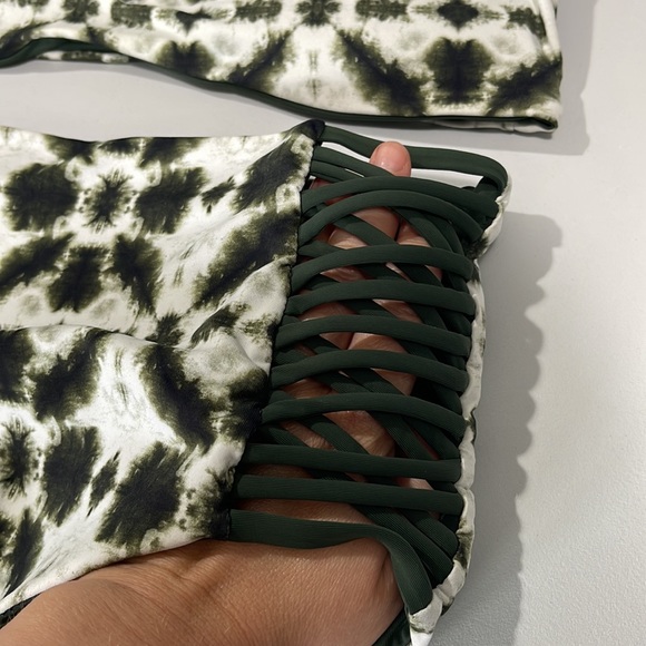 Women’s swimsuit Green Tie Dye High Rise Bikini Set completely reversible - Picture 3 of 16